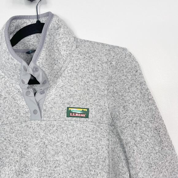 LL Bean Womens Small Pewter Gray Sweater Fleece Pullover Snap Regular Pockets - Picture 3 of 11